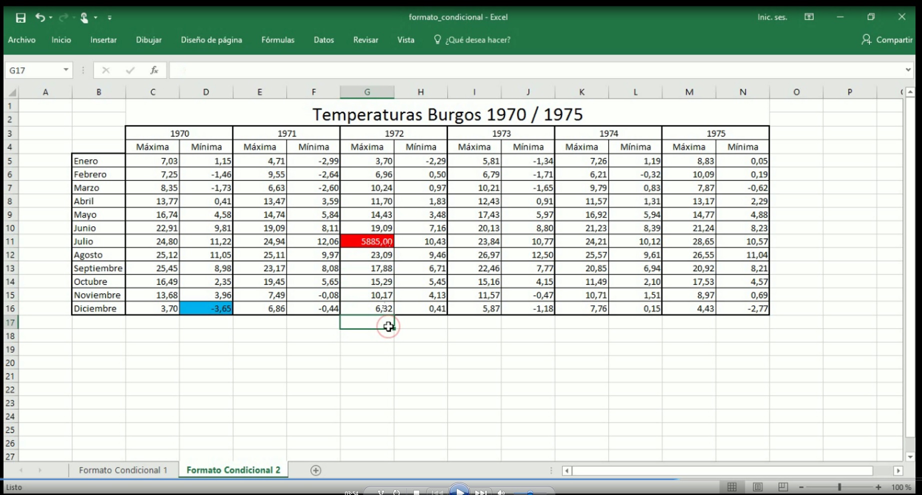 Formato condicional en Excel 2013