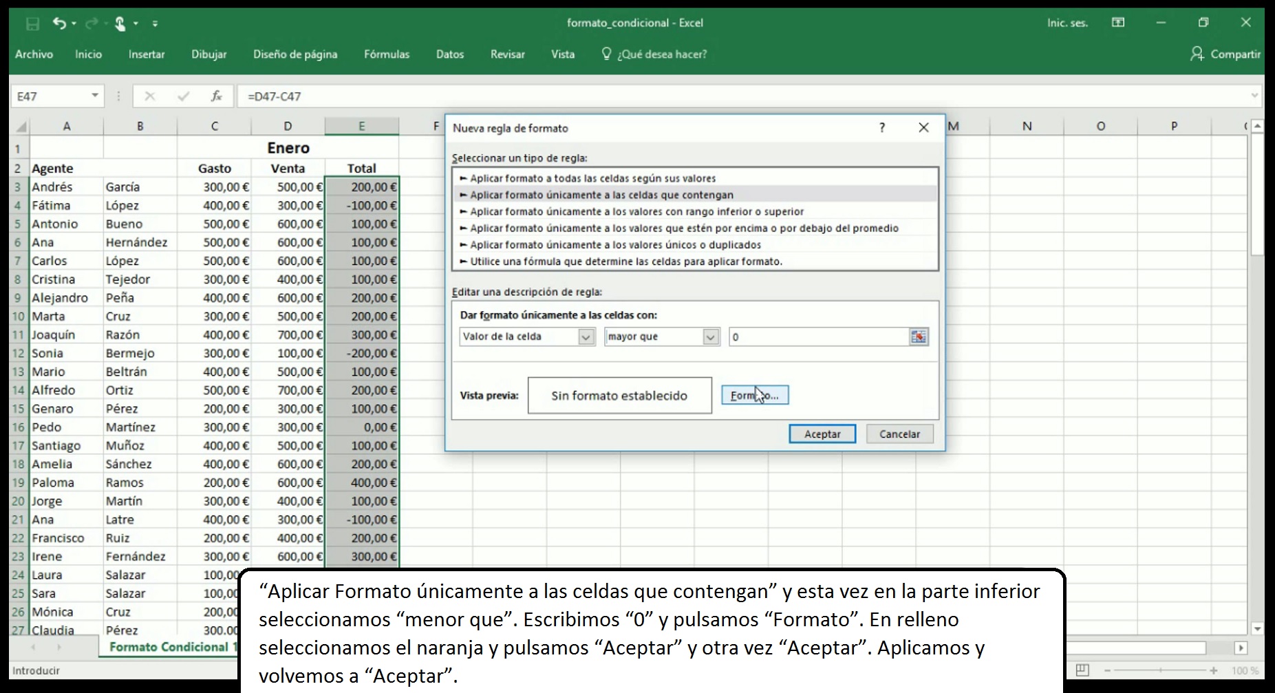 Formato condicional en Excel 2013