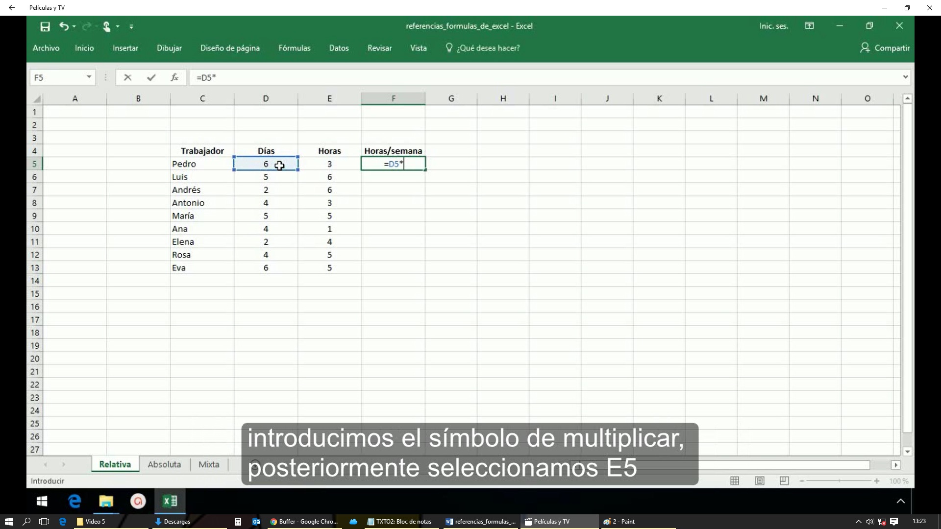 Crear formulas en Excel 2013