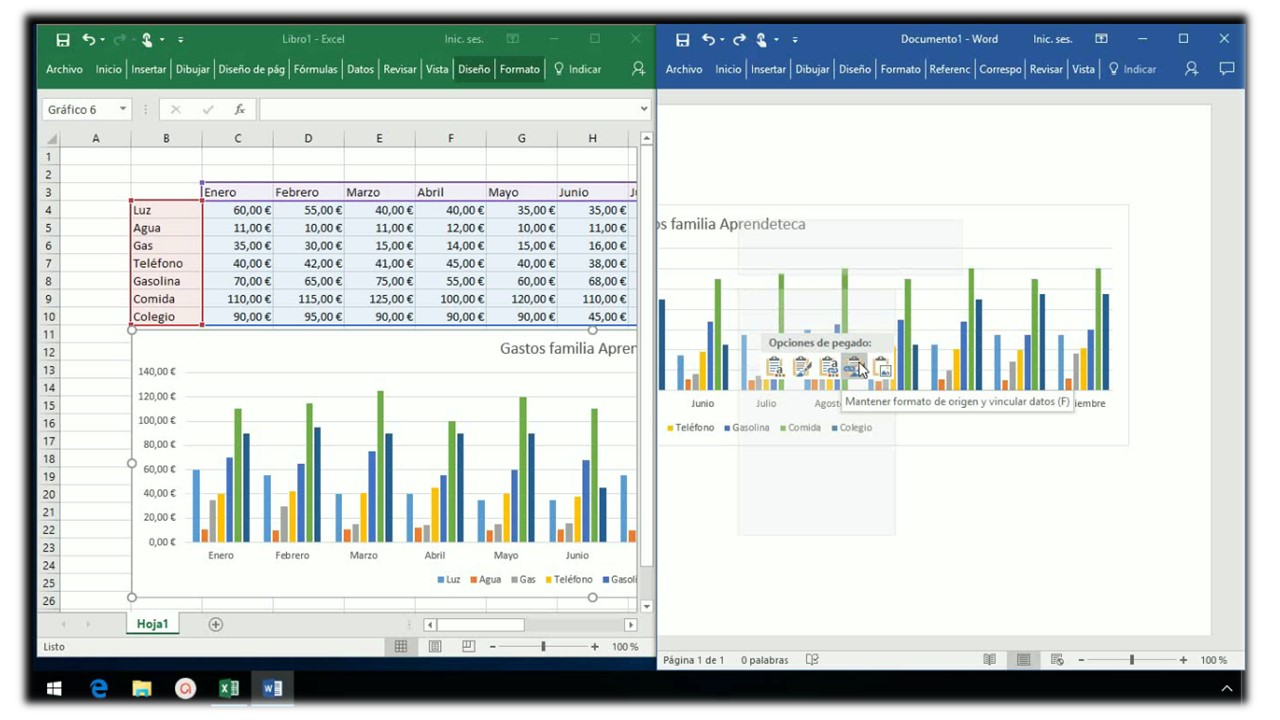 Insertar un gráfico en Excel 2013